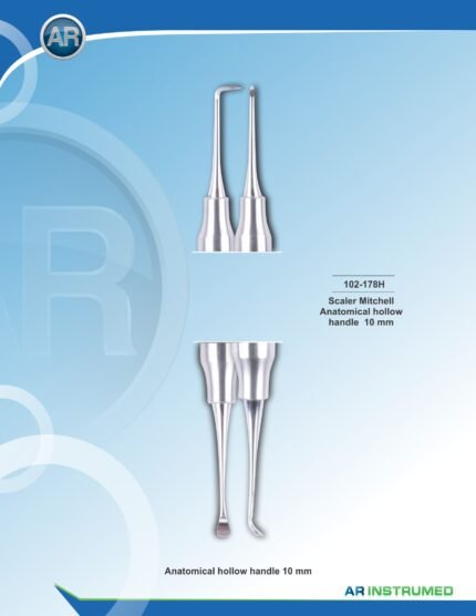 AR INSTRUMED Mitchell Scaler Osteo Trimmer 175mm 10mm hollow handle Pakistan premium stainless steel dental instrument curved scaler tip triangular osteo trimmer plaque and calculus removal dental instrument Pakistan
