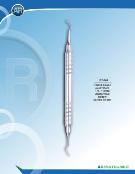 AR INSTRUMED Round Spoon Excavator 1.6mm 1.8mm stainless steel dental instrument 10mm hollow handle polished finish cavity preparation caries removal restorative dentistry Pakistan dental clinics hospitals dental supplier wholesale