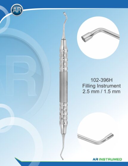 AR INSTRUMED Filling Instrument 1.5mm 2.5mm stainless steel dental restorative filling instrument 17cm hollow 10mm ergonomic handle composite amalgam placement contouring instrument Pakistan dental supplier wholesale