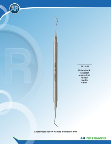 AR INSTRUMED Hollenback 1/2 Scaler stainless steel dental scaler with solid 6mm ergonomic handle for calculus removal and restorative finishing, Pakistan dental instrument supplier wholesale.