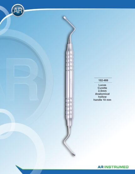 AR INSTRUMED Lucas Curette 2.5mm anatomical hollow handle 10mm stainless steel dental surgical curette polished finish periodontal oral surgery instrument Pakistan dental supplier wholesale