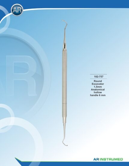 AR INSTRUMED Round Excavator 1.5mm stainless steel dental excavator solid 6mm ergonomic handle polished finish caries removal cavity preparation restorative dentistry Pakistan dental supplier wholesale