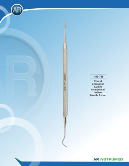 AR INSTRUMED Round Excavator 1.3mm stainless steel dental instrument solid 6mm handle polished finish cavity preparation caries removal restorative dentistry Pakistan dental clinics hospitals dental supplier wholesale