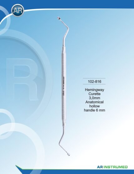 AR INSTRUMED Hemingway Curette 3.0mm stainless steel dental surgical instrument solid 6mm handle polished finish alveolar bone curettage socket debridement periodontal oral surgery Pakistan dental supplier wholesale