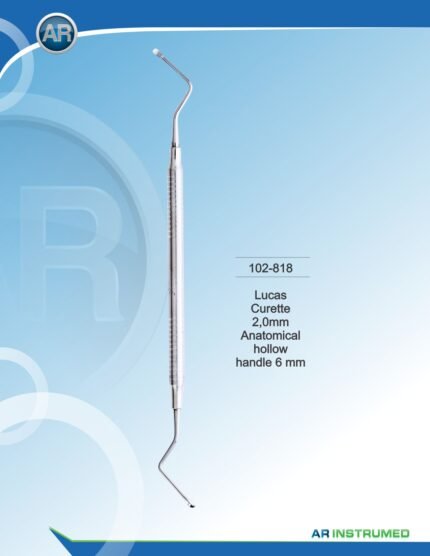 AR INSTRUMED Lucas Curette 2.0mm stainless steel dental surgical instrument solid 6mm handle polished finish alveolar bone curettage socket debridement periodontal oral surgery Pakistan dental supplier wholesale