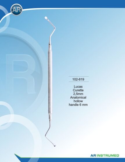 AR INSTRUMED Lucas Curette 2.5mm stainless steel dental surgical instrument solid 6mm handle polished finish alveolar bone curettage socket debridement periodontal oral surgery Pakistan dental supplier wholesale