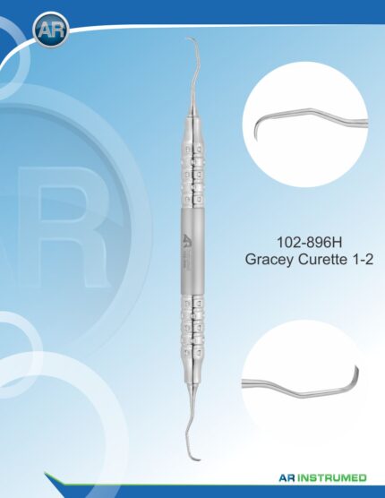 AR INSTRUMED Curette Gracey 1-2 stainless steel dental instrument 175mm 10mm hollow handle polished finish precision working tip periodontal scaling root planing Pakistan dental clinics hospitals dental supplier wholesale