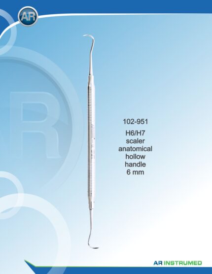 AR INSTRUMED H6/H7 Scaler stainless steel periodontal scaler with solid 6mm ergonomic handle for supragingival and subgingival calculus removal, Pakistan dental instrument supplier wholesale.