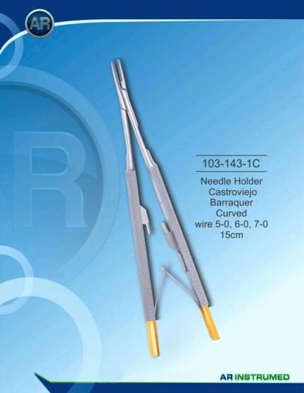AR INSTRUMED Castroviejo Barraquer Needle Holder Curved Wire 15 cm Surgical Instrument