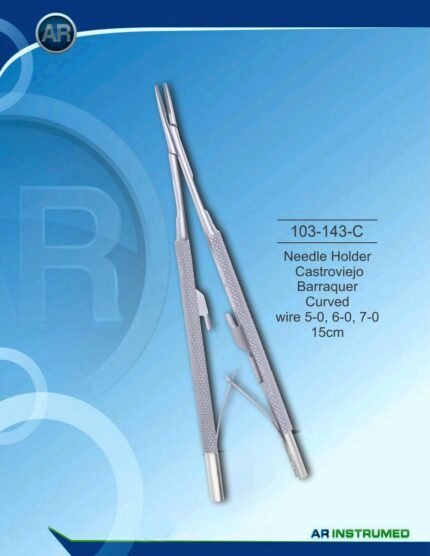 AR INSTRUMED Castroviejo Barraquer Needle Holder Curved Wire 15 cm Surgical Instrument