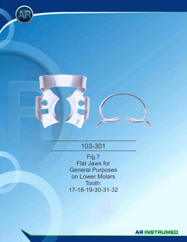 AR INSTRUMED Rubber Dam Clamp Fig. 7 Flat Jaws Dental Instrument