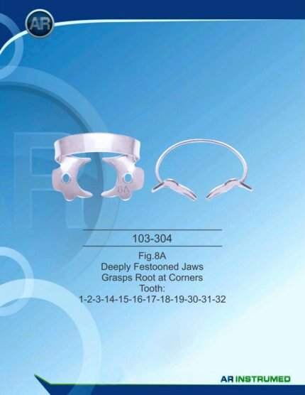 AR INSTRUMED Rubber Dam Clamp Fig. 8A Deeply Festooned Jaws Dental Surgical Instruments