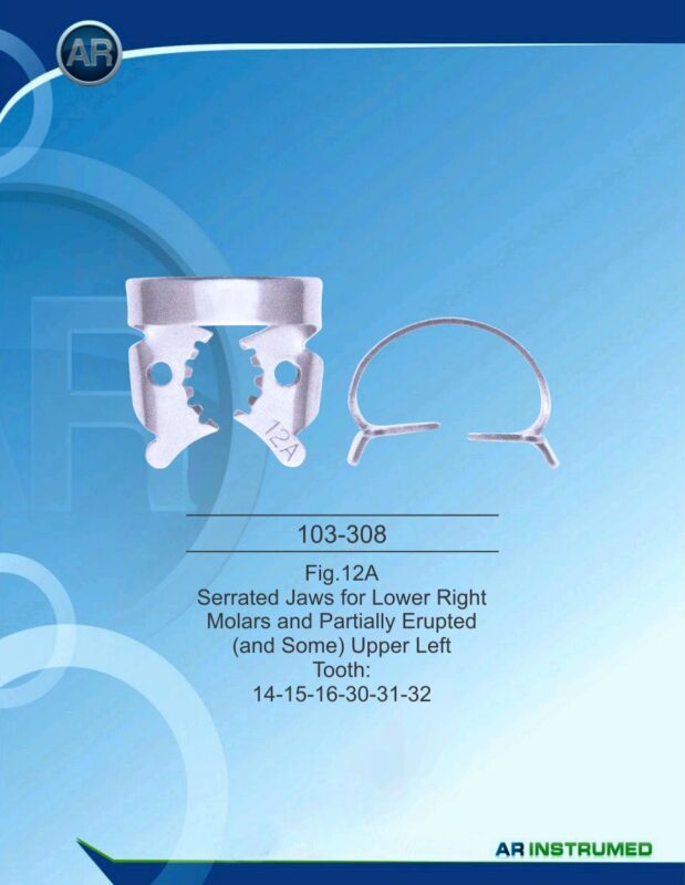 AR INSTRUMED Rubber Dam Clamp Fig. 12A Serrated Jaws Stainless Steel Instrument