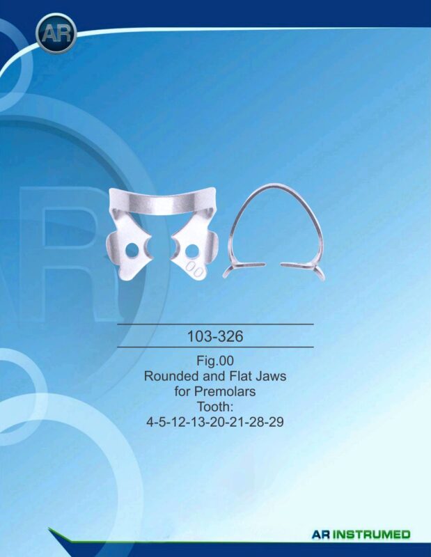 AR INSTRUMED Rubber Dam Clamp Fig. 00 Rounded Flat Jaws Premolars