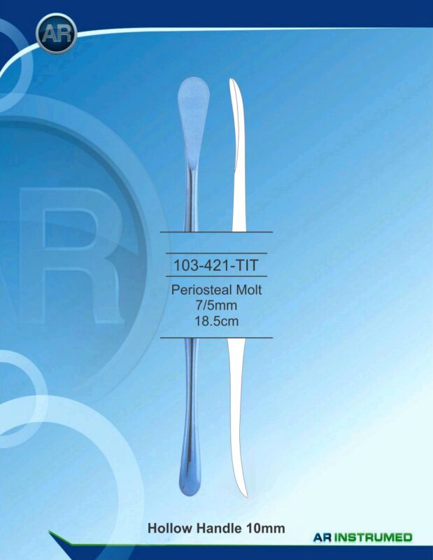 AR INSTRUMED Molt Periosteal Elevator 7 mm 5 mm 18.5 cm Blue Handle