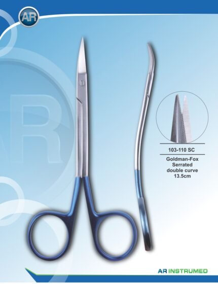 AR INSTRUMED Goldman-Fox Scissors Double Curve 13.5 cm Blue Coated