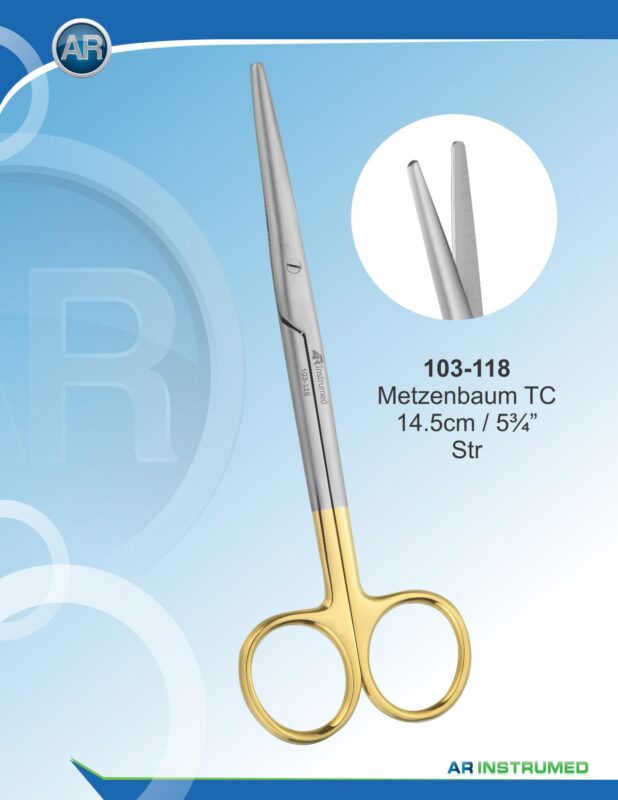 AR INSTRUMED Metzenbaum Scissors STRAIGHT14.5 cm TC Gold Surgical Instrument