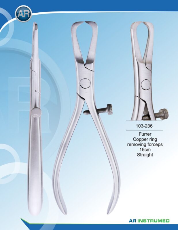 • AR INSTRUMED Furrer Copper Ring Removing Forceps Straight 16 cm Stainless Steel Tool