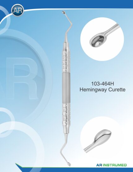 AR INSTRUMED Hemingway Curette 2.5mm anatomical hollow handle 10mm stainless steel dental surgical curette polished periodontal instrument Pakistan dental supplier wholesale
