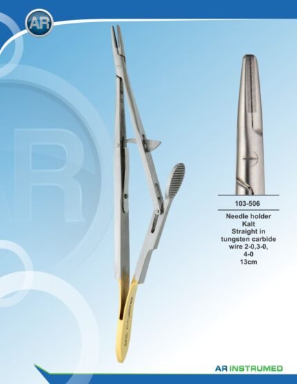 AR INSTRUMED Kalt Needle Holder Straight Wire 13 cm TC Gold Surgical Instrument
