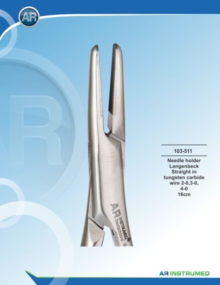 AR INSTRUMED Langenbeck Needle Holder Straight Wire 16 cm TC Gold Surgical Instrument