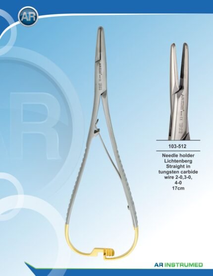 AR INSTRUMED Lichtenberg Needle Holder Straight Wire 17 cm TC Gold Surgical Instrument
