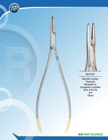 AR INSTRUMED Toennis Needle Holder Straight Wire 18 cm TC Gold