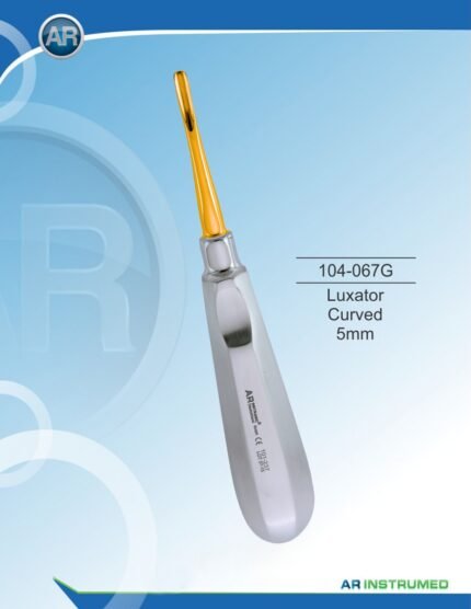 AR INSTRUMED Luxator Curved 5mm Gold stainless steel dental instrument Pakistan gold titanium nitride coated corrosion resistant finish sharp 5mm curved blade ergonomic non slip handle dental luxator for clinics hospitals and laboratories in Pakistan