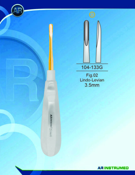 AR INSTRUMED Root Elevator Fig.02 Lindo Levian 3.5mm Gold dental instrument Pakistan gold coated root elevator ergonomic handle dental extraction instrument Pakistan