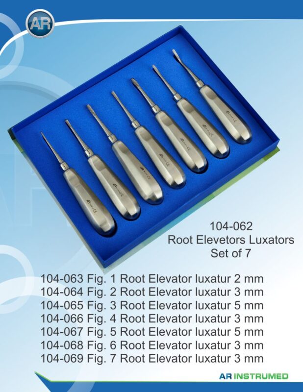 AR INSTRUMED Root Elevator Luxators Set of 7 Stainless Steel Dental Surgical Instruments
