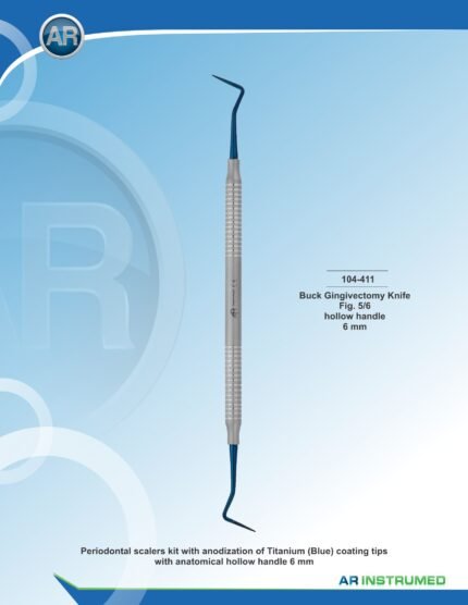 AR INSTRUMED Buck Gingivectomy Knife Fig. 5-6 titanium plasma blue coated stainless steel dental instrument solid 6mm handle precision working blade scaling root planing Pakistan dental clinics hospitals dental supplier wholesale