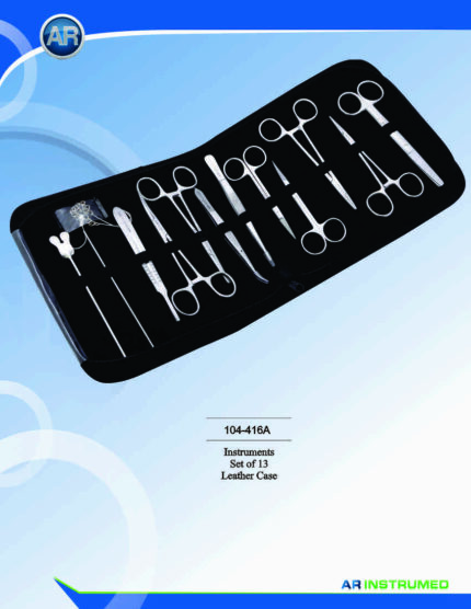 AR INSTRUMED Surgery Instruments Set of 13 in Leather Case Dental Surgical Instruments