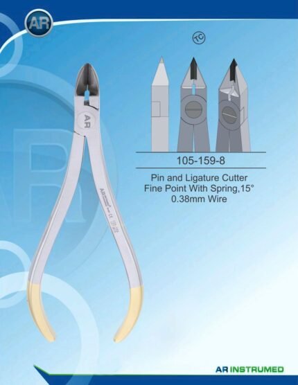 AR INSTRUMED Pin Ligature Cutter Fine Point Spring 15 Degree TC Stainless Steel