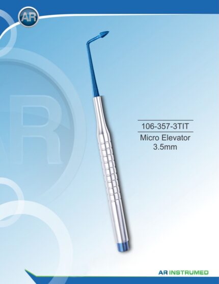 AR INSTRUMED Dental Mini Root Elevator 3.5mm Plasma Rounded Curved Tip, sharp curved beak for precise tooth loosening, non-slip silicone handle
