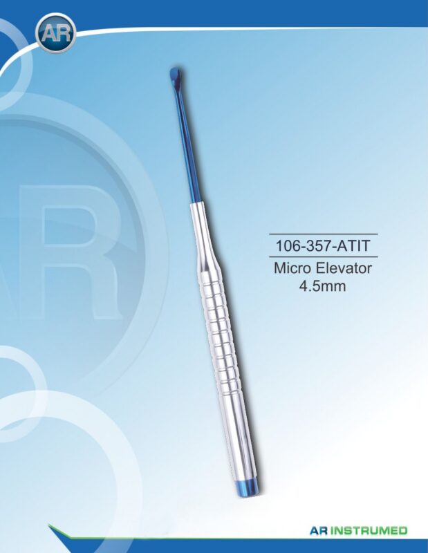 AR INSTRUMED Dental Mini Root Elevator 3.5mm Plasma Straightly Curved Tip with Non-Slip Silicone Handle