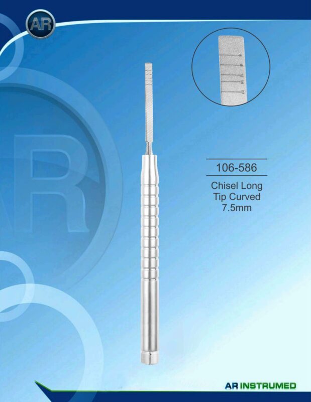 AR INSTRUMED Bone Chisel Long Tip Curved 7.5 mm Stainless Steel Instrument