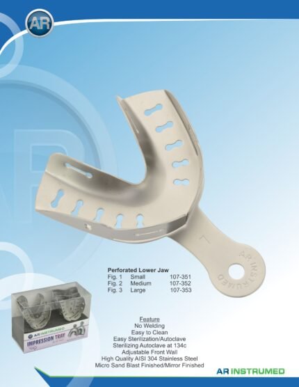 • AR INSTRUMED Fig. 1 Small Perforated Lower Jaw Impression Tray Without Rimlock Stainless Steel