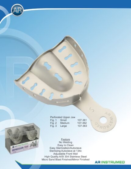 • AR INSTRUMED Fig. 1 Small Perforated Upper Jaw Impression Tray Without Rimlock Stainless Steel