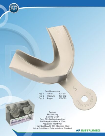 • AR INSTRUMED Rimlock Fig. 1 Small Solid Lower Jaw Impression Tray Stainless Steel