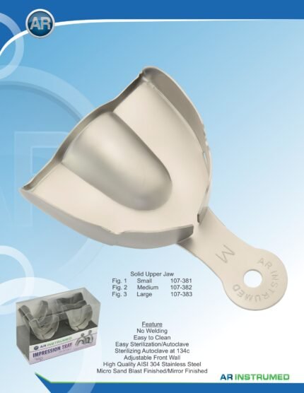 • Autoclavable Stainless Steel Impression Tray Rimlock Fig. 1 Small Upper Jaw