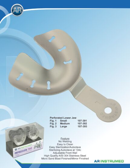 • AR INSTRUMED Fig. 3 Large Perforated Lower Jaw Impression Tray Without Rimlock Stainless Steel
