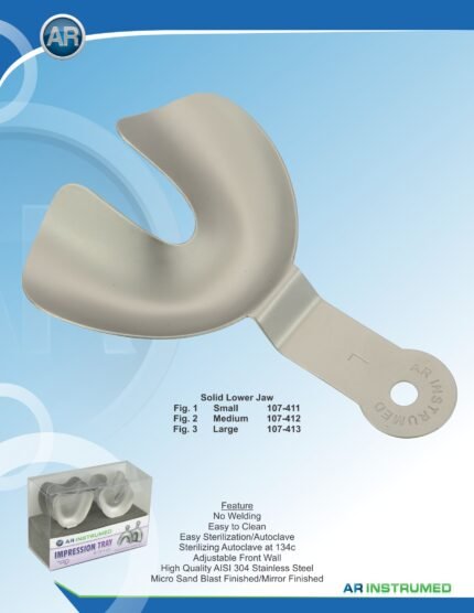 • AR INSTRUMED Rimlock Fig. 2 Medium Solid Lower Jaw Impression Tray Stainless Steel