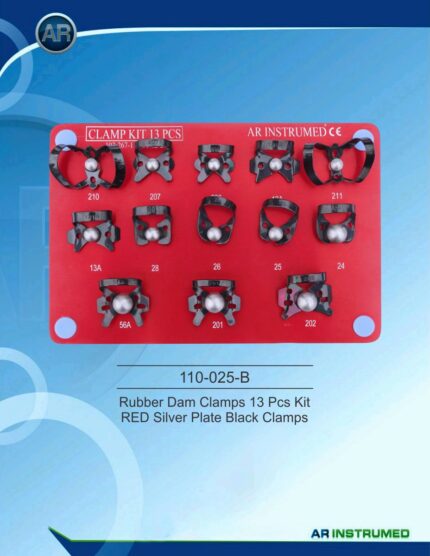 AR INSTRUMED Matte Black Rubber Dam Clamps Set with Rack Australia