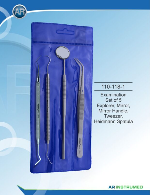 Complete 5-piece dental examination and diagnostic set