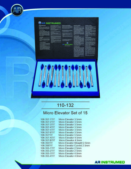 AR INSTRUMED Micro Elevator Set of 15 Stainless Steel Surgical Instruments