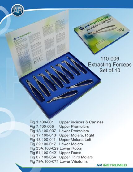 AR INSTRUMED Extracting Forceps Set for Adults 10 pcs dental instrument kit Pakistan stainless steel adult extraction forceps ergonomic handle professional dental instruments Pakistan