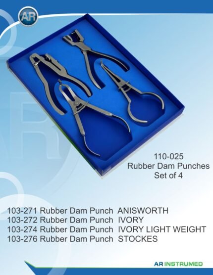 AR INSTRUMED Rubber Dam Punches Set of 4 Stainless Steel Dental Surgical Instruments