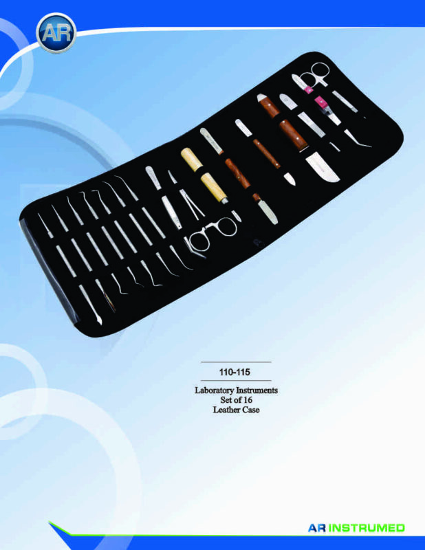 AR INSTRUMED Laboratory Instruments Set of 16 in Leather Case Dental Surgical Instruments