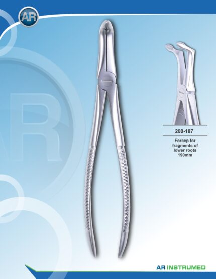AR INSTRUMED Extracting Forceps for fragments of lower roots 19cm stainless steel dental instrument Pakistan polished finish ergonomic non slip handle dental forceps for clinics hospitals and laboratories in Pakistan