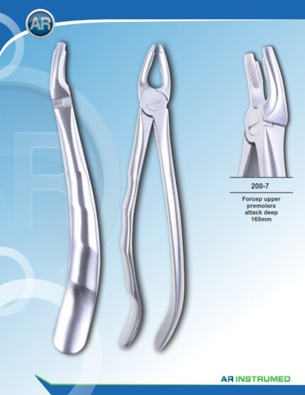 AR INSTRUMED Extracting Forceps upper premolars attack deep 16.5cm stainless steel dental instrument Pakistan polished finish ergonomic non slip handle dental forceps for clinics hospitals and laboratories in Pakistan
